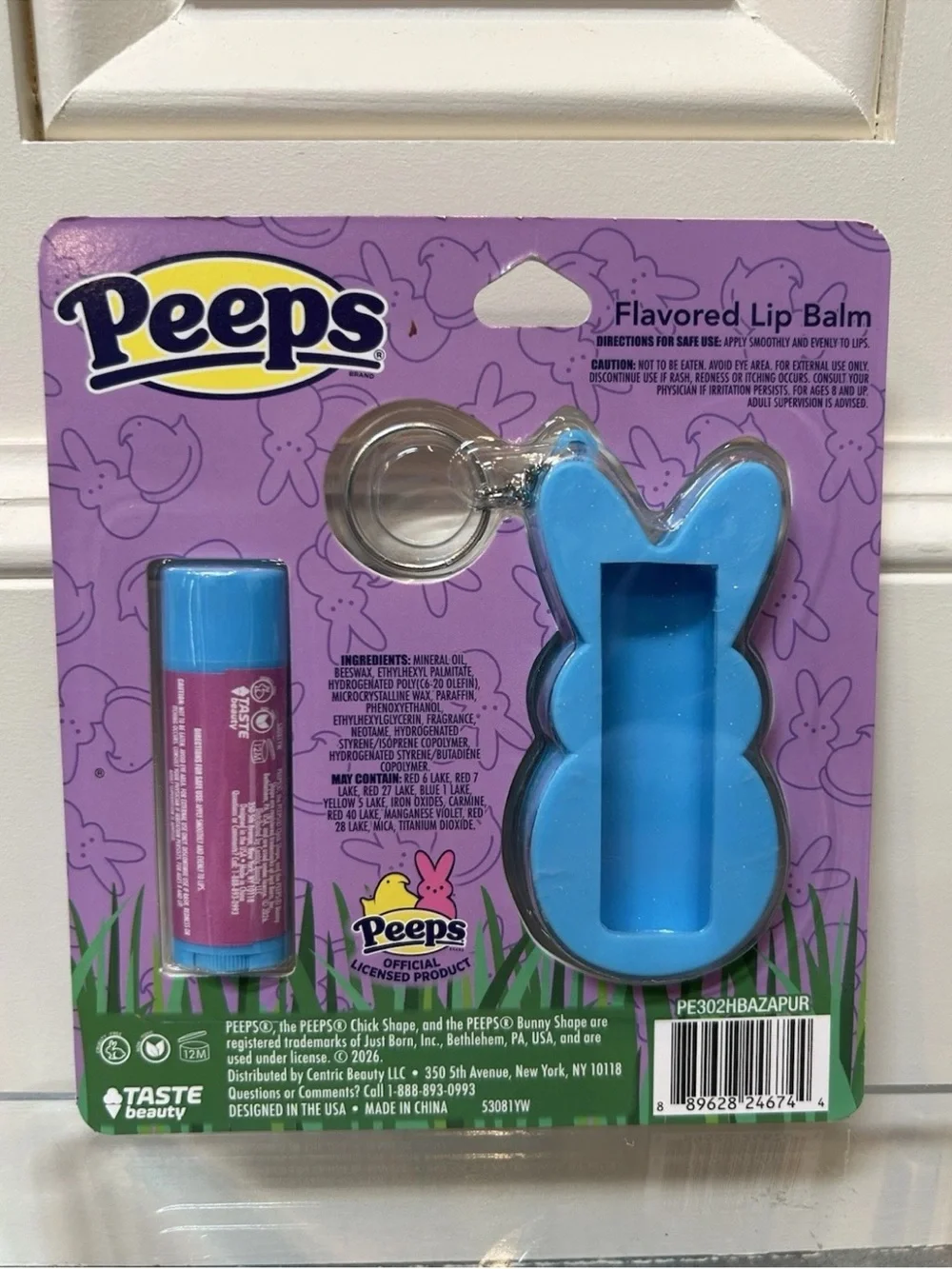 Set of 5 Peeps Cotton Candy Marshmallow Creme Lip Balm Keychains with Display